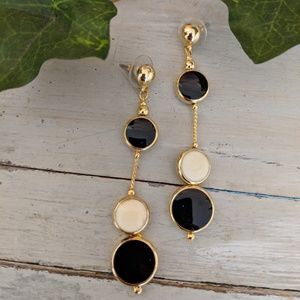NWT enamel black and white dangle earrings